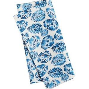 Pier 1 Set of 2 Abstract White & Blue Painted Egg Print Fabric Dining Napkins